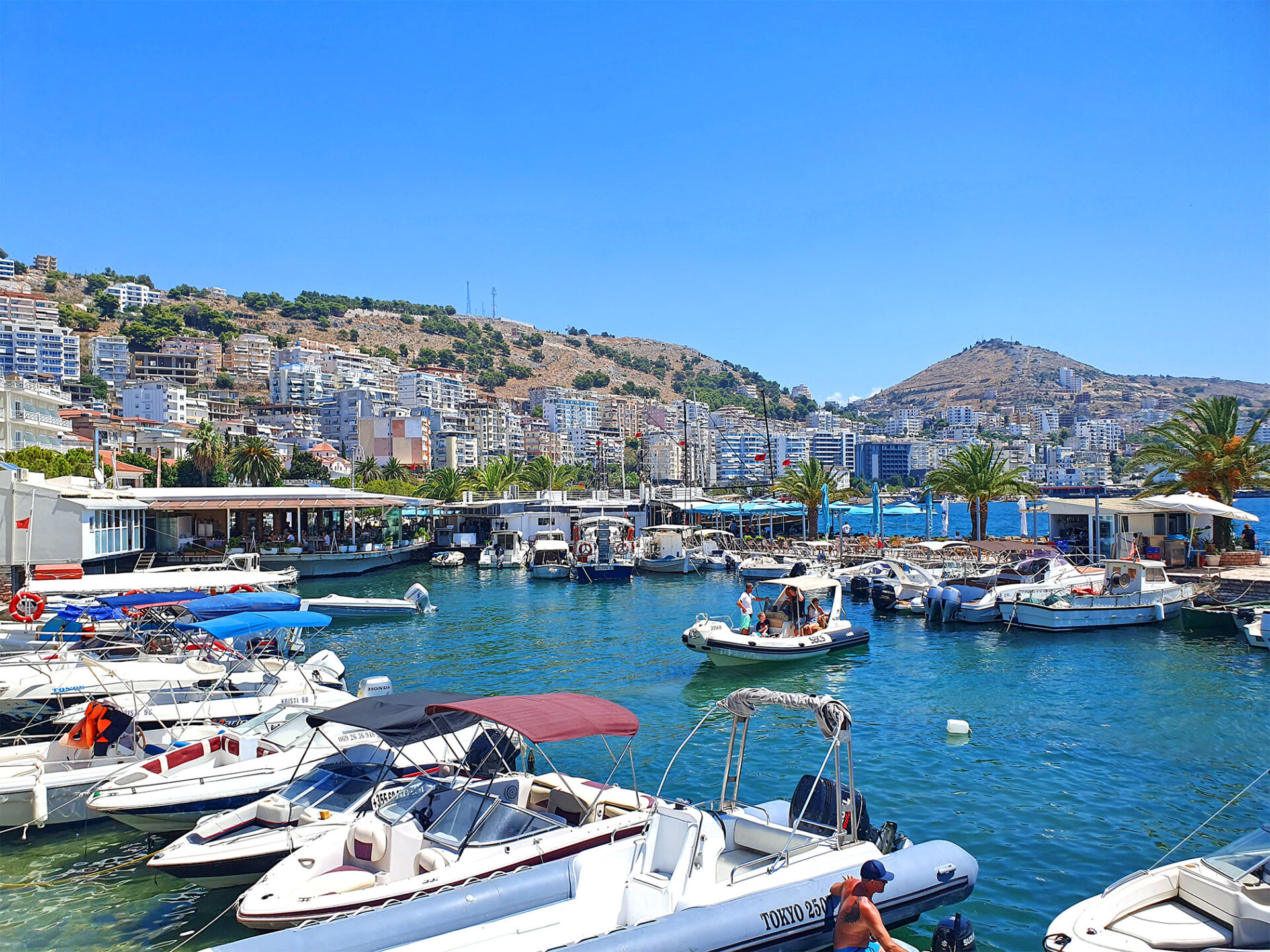 Saranda, Albania - city, port and beach