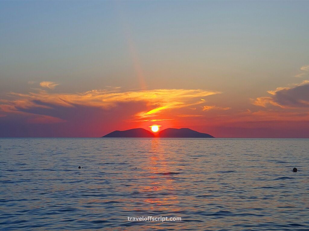 Sunset at the beach in Vlore, Albania