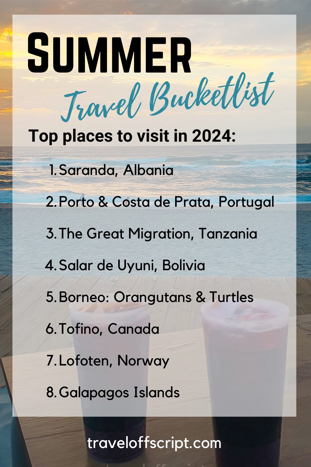 Summer travel bucketlist 2024 pinterest