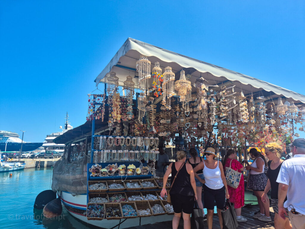 rhodes greece shell boat
