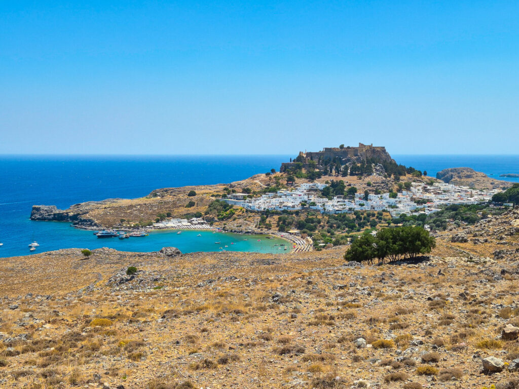 rhodes lindos with acropolis